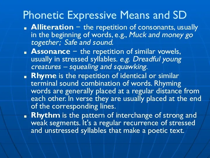 Phonetic Expressive Means and SD Alliteration – the repetition of