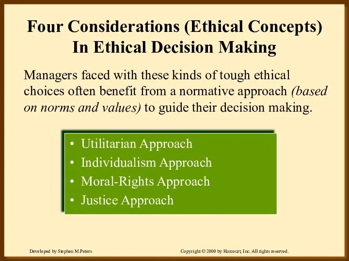 Four Considerations (Ethical Concepts) In Ethical Decision Making Utilitarian Approach