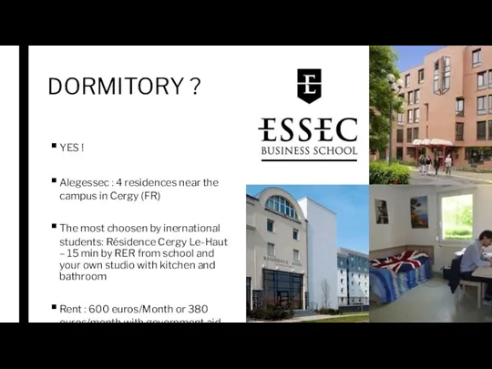 DORMITORY ? YES ! Alegessec : 4 residences near the campus in Cergy