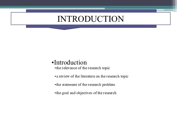 INTRODUCTION Introduction the relevance of the research topic a review of the literature