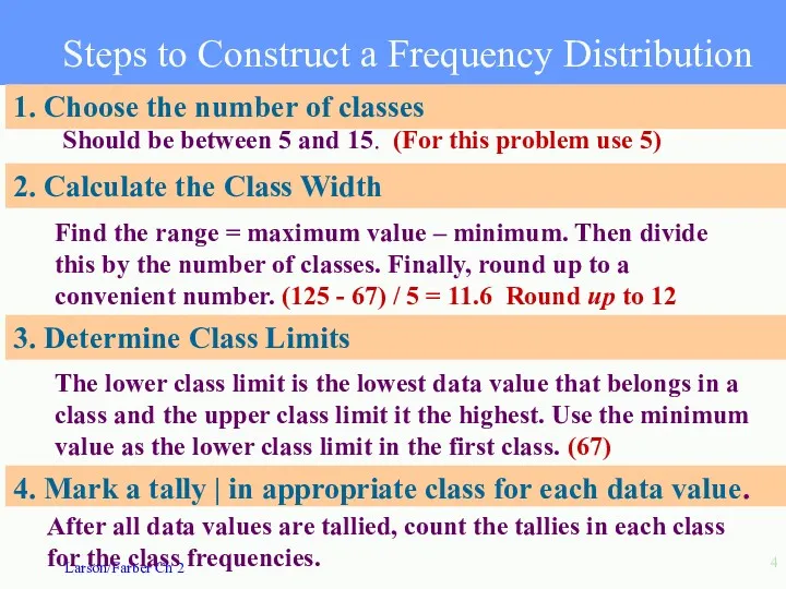 4. Mark a tally | in appropriate class for each