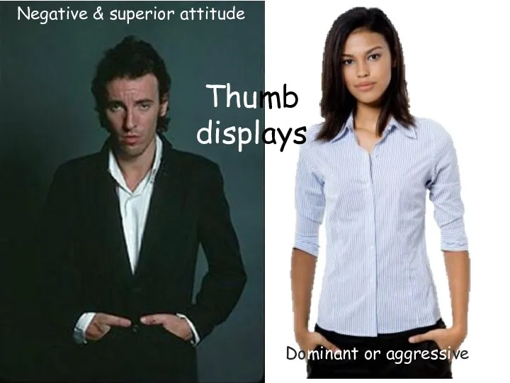 Thumb displays Negative & superior attitude Dominant or aggressive