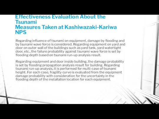 Effectiveness Evaluation About the Tsunami Measures Taken at Kashiwazaki-Kariwa NPS