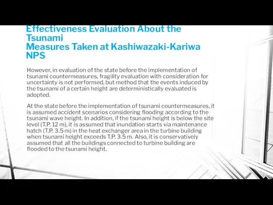 Effectiveness Evaluation About the Tsunami Measures Taken at Kashiwazaki-Kariwa NPS