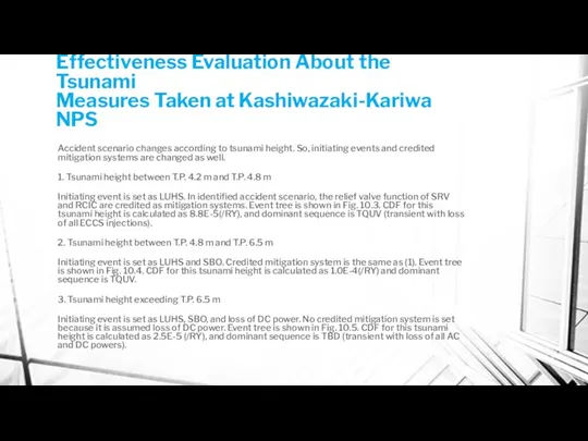 Effectiveness Evaluation About the Tsunami Measures Taken at Kashiwazaki-Kariwa NPS