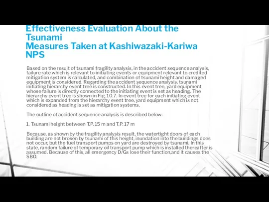 Effectiveness Evaluation About the Tsunami Measures Taken at Kashiwazaki-Kariwa NPS