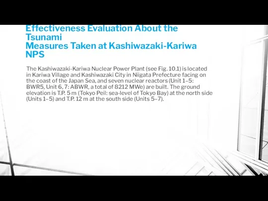 Effectiveness Evaluation About the Tsunami Measures Taken at Kashiwazaki-Kariwa NPS