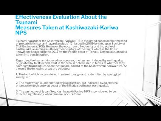 Effectiveness Evaluation About the Tsunami Measures Taken at Kashiwazaki-Kariwa NPS