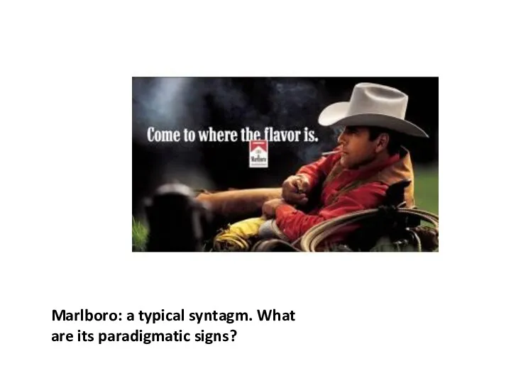 Marlboro: a typical syntagm. What are its paradigmatic signs?