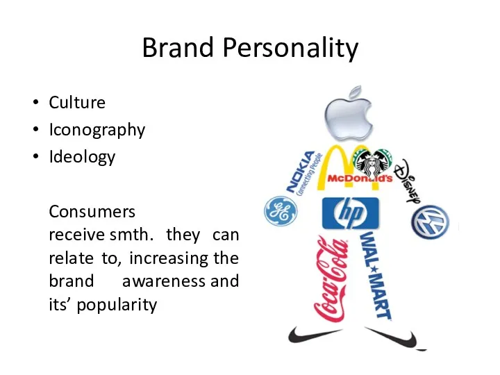 Brand Personality Culture Iconography Ideology Consumers receive smth. they can