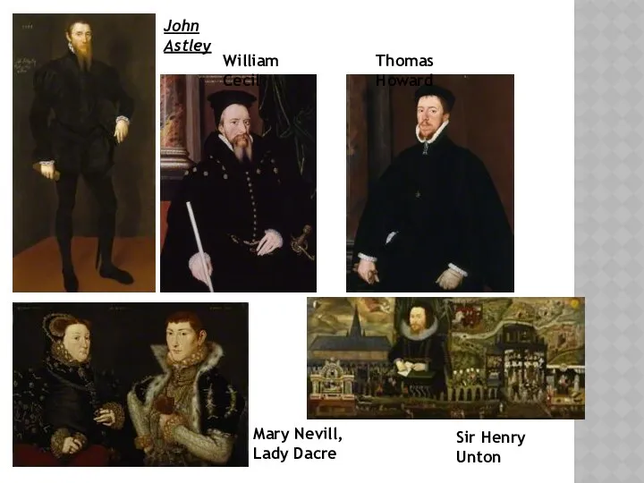 John Astley Mary Nevill, Lady Dacre William Cecil Thomas Howard Sir Henry Unton