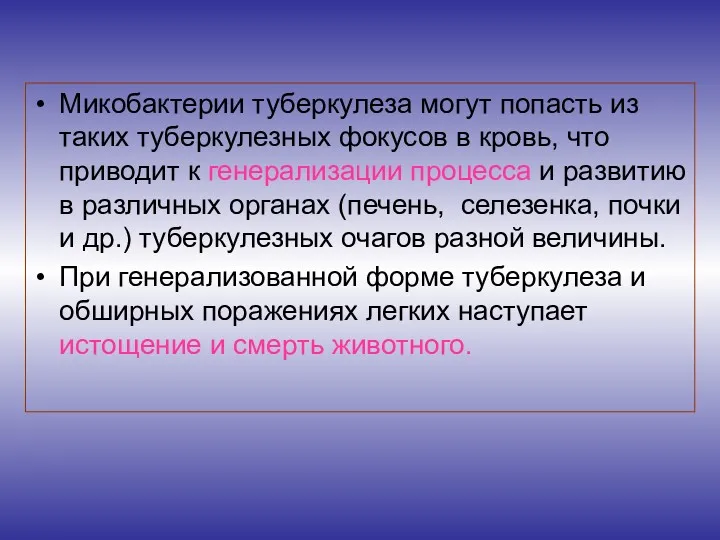 Микобактерии туберкулеза могут попасть из таких туберкулезных фокусов в кровь,