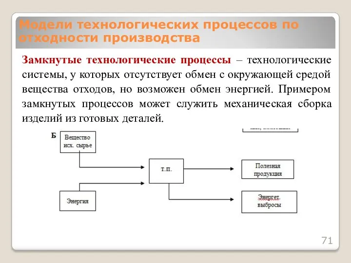 Замкнутые технологические процессы – технологические системы, у которых отсутствует обмен