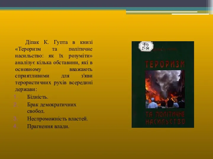 Діпак К. Гупта в книзі «Тероризм та політичне насильство: як