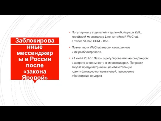 Заблокированные мессенджеры в России после «закона Яровой» Популярное у водителей и дальнобойщиков Zello,