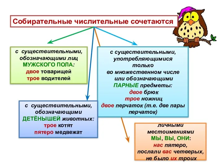 Собирательные числительные сочетаются с существительными, обозначающими лиц МУЖСКОГО ПОЛА: двое