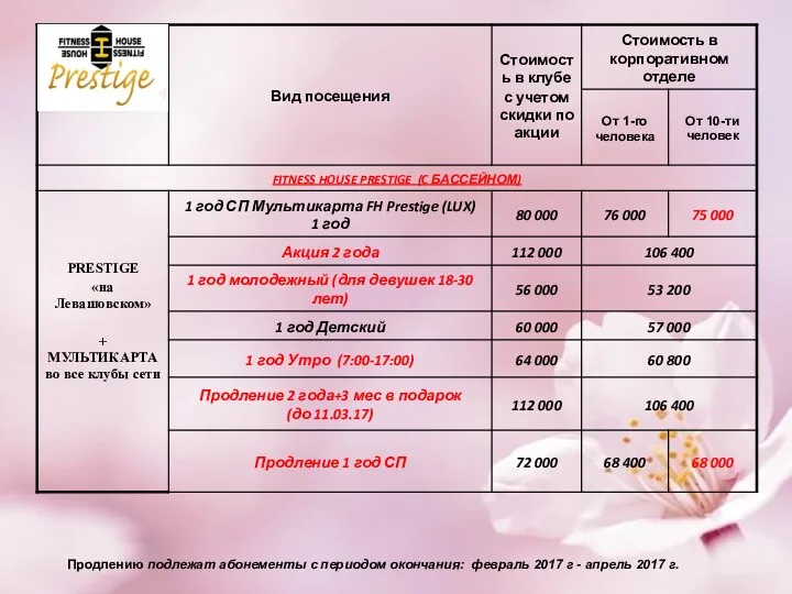 Продлению подлежат абонементы с периодом окончания: февраль 2017 г - апрель 2017 г.