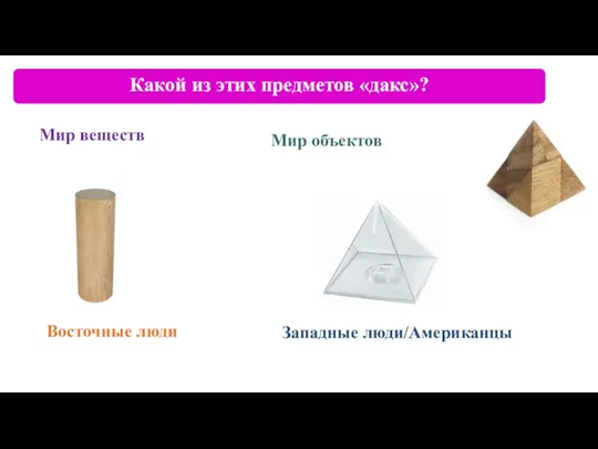 Какой из этих предметов «дакс»? Восточные люди Западные люди/Американцы Мир