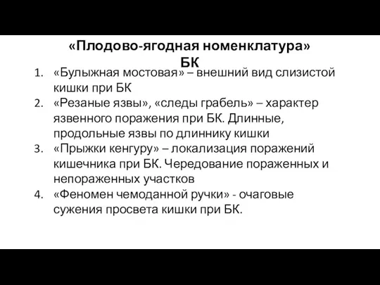 «Плодово-ягодная номенклатура» БК «Булыжная мостовая» – внешний вид слизистой кишки