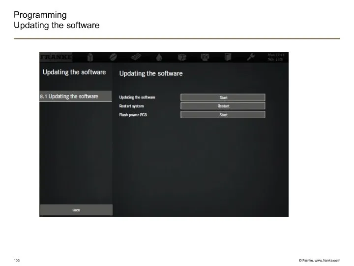 Programming Updating the software