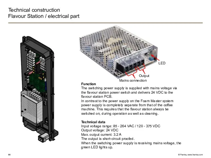 Technical construction Flavour Station / electrical part Function The switching