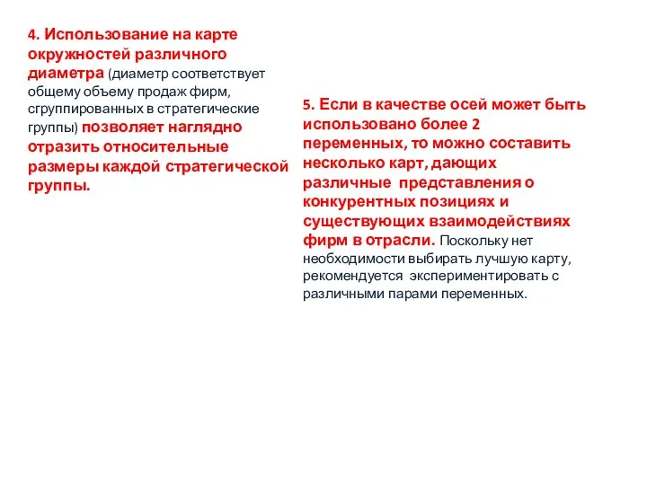 4. Использование на карте окружностей различного диаметра (диаметр соответствует общему