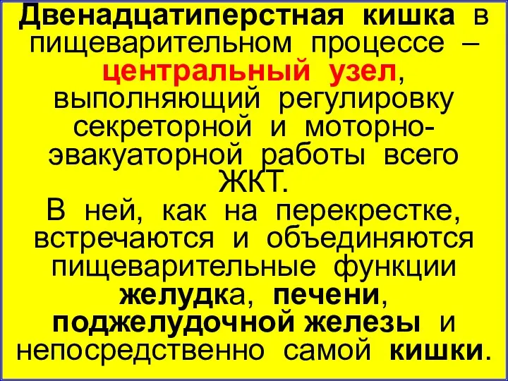 Двенадцатиперстная кишка в пищеварительном процессе – центральный узел, выполняющий регулировку