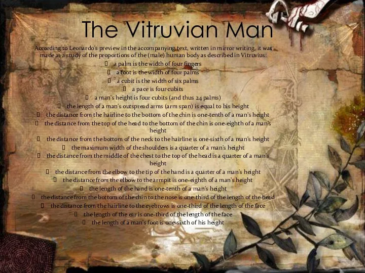 The Vitruvian Man According to Leonardo's preview in the accompanying