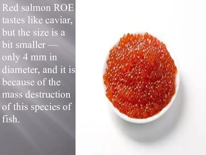 Red salmon ROE tastes like caviar, but the size is