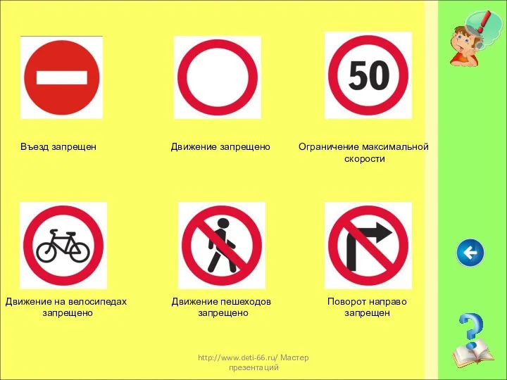 http://www.deti-66.ru/ Мастер презентаций Въезд запрещен Движение запрещено Движение пешеходов запрещено