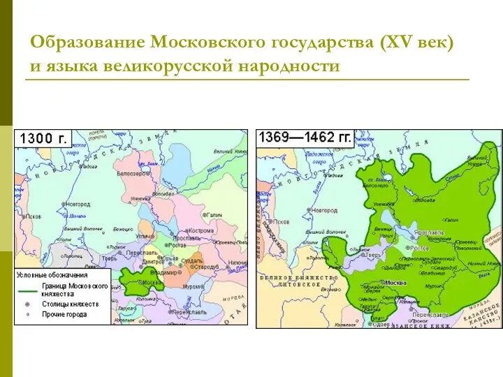 Образование Московского государства (XV век) и языка великорусской народности