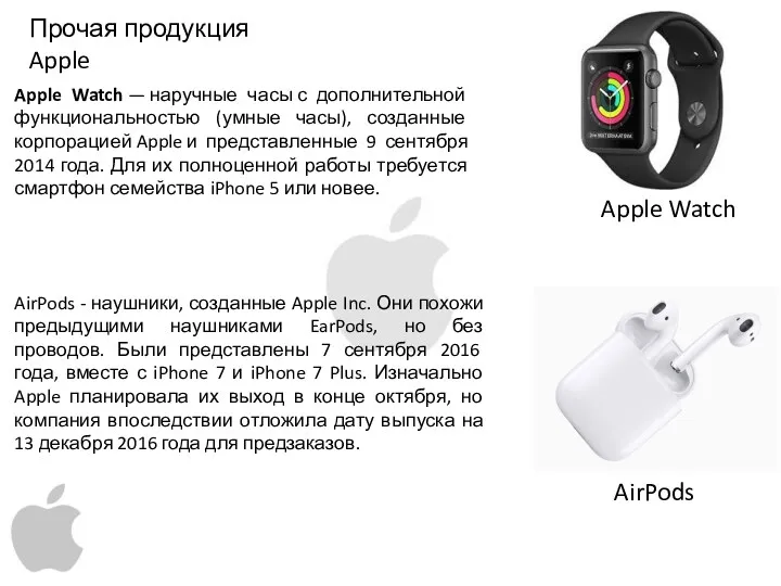 Прочая продукция Apple AirPods - наушники, созданные Apple Inc. Они