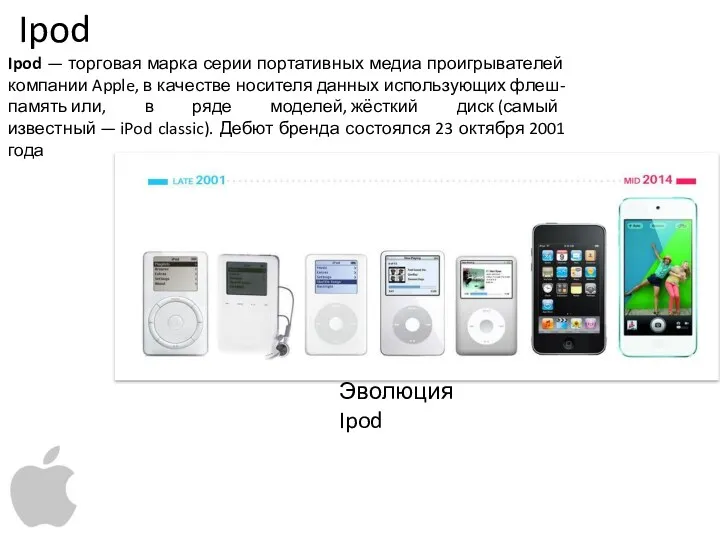 Ipod — торговая марка серии портативных медиа проигрывателей компании Apple,