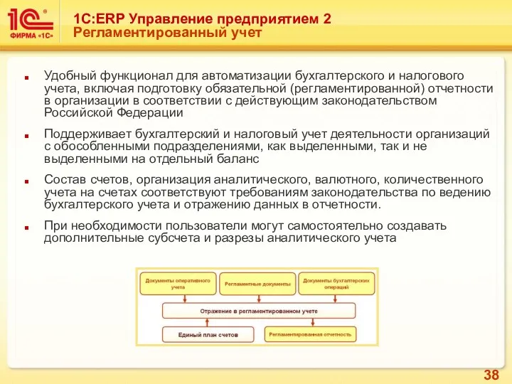 Удобный функционал для автоматизации бухгалтерского и налогового учета, включая подготовку