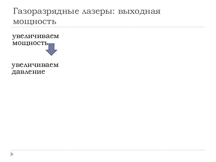 Газоразрядные лазеры: выходная мощность увеличиваем мощность увеличиваем давление