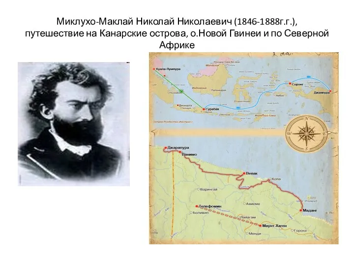 Миклухо-Маклай Николай Николаевич (1846-1888г.г.), путешествие на Канарские острова, о.Новой Гвинеи и по Северной Африке