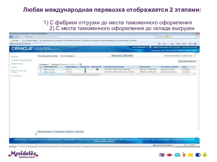 Любая международная перевозка отображается 2 этапами: 1) С фабрики отгрузки