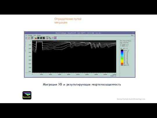 Beicip Franlab Basin Modelling Line Миграция УВ и результирующая нефтенасыщенность Определение путей миграции