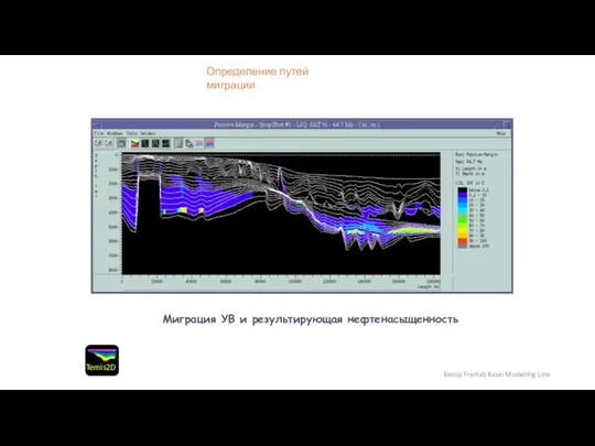 Beicip Franlab Basin Modelling Line Миграция УВ и результирующая нефтенасыщенность Определение путей миграции