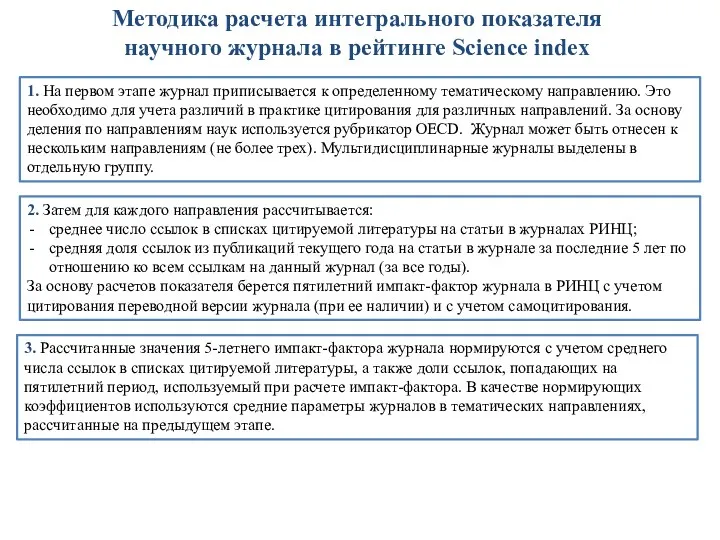 Методика расчета интегрального показателя научного журнала в рейтинге Science index 1. На первом