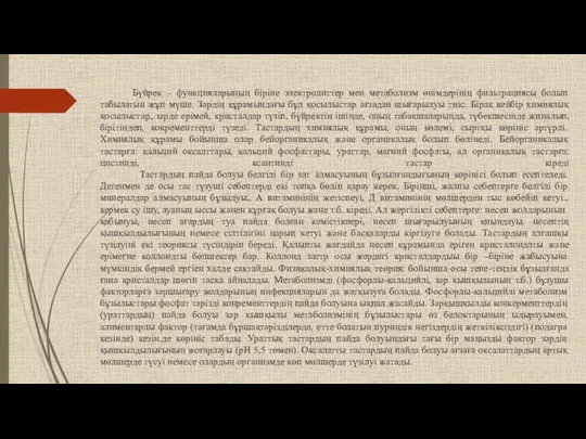 Бүйрек – функцияларының біріне электролиттер мен метаболизм өнімдерінің фильтрациясы болып