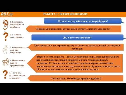 РАБОТА С ВОЗРАЖЕНИЯМИ Не надо услугу обучения, я сам разберусь!