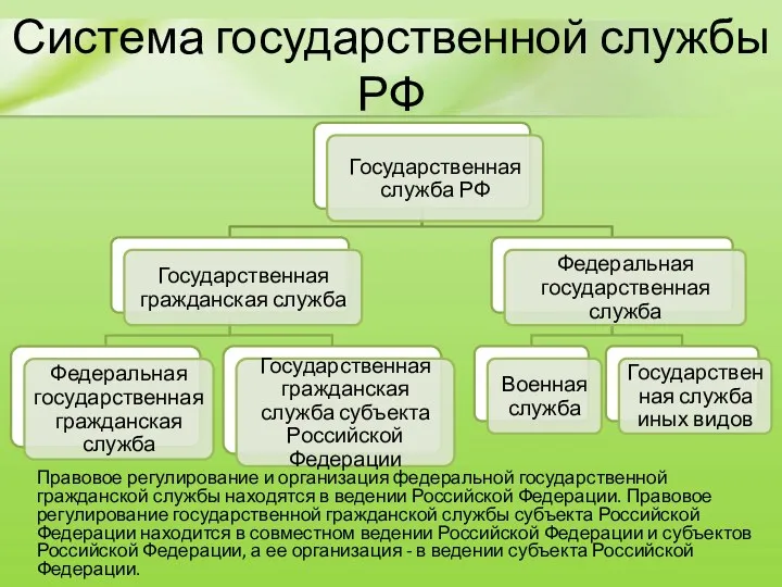 Система государственной службы РФ Правовое регулирование и организация федеральной государственной