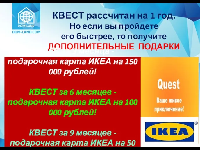 КВЕСТ рассчитан на 1 год. Но если вы пройдете его