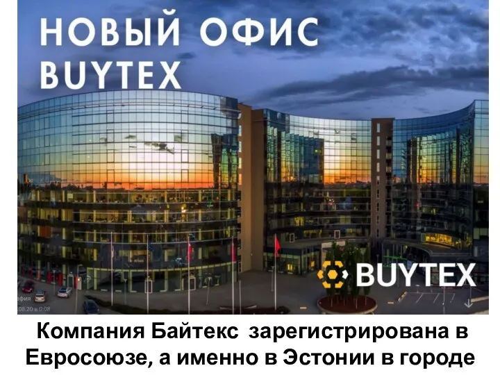 Компания Байтекс зарегистрирована в Евросоюзе, а именно в Эстонии в городе Таллине
