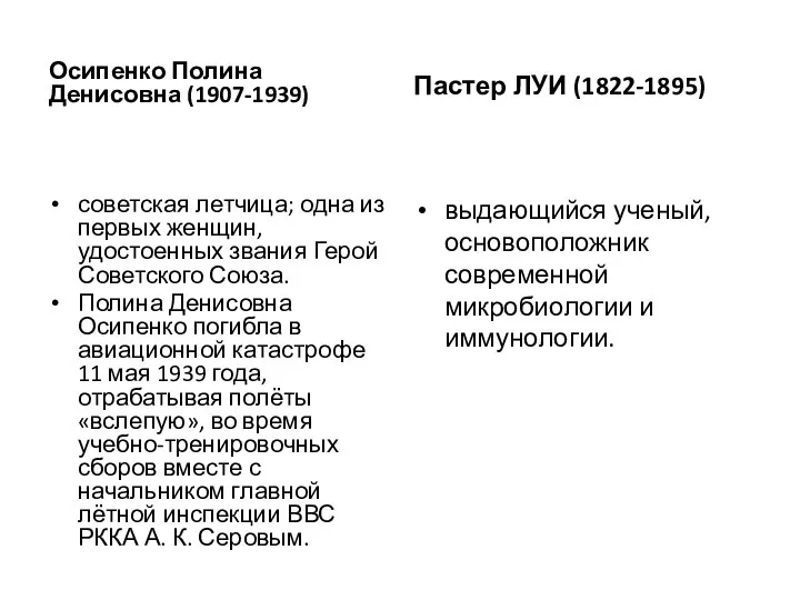 Осипенко Полина Денисовна (1907-1939) советская летчица; одна из первых женщин,