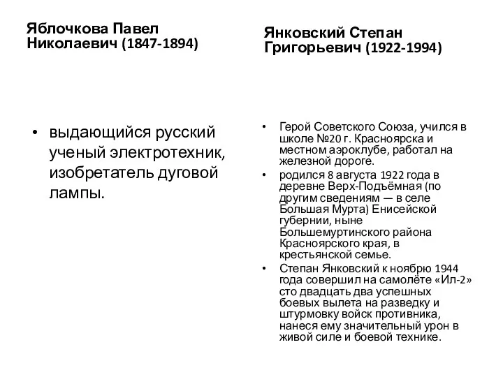 Яблочкова Павел Николаевич (1847-1894) выдающийся русский ученый электротехник, изобретатель дуговой