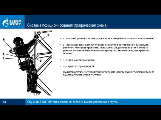 Система позиционирования (графическая схема) Обучение БМ и ПВР при выполнении работ на высоте работников 3 группы