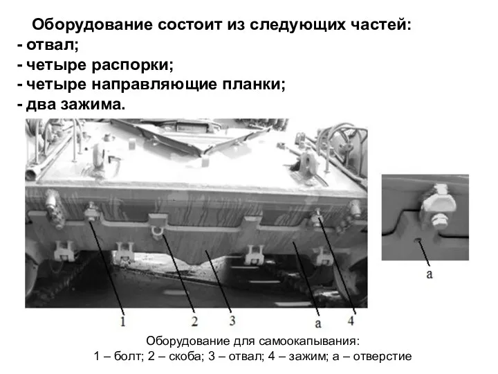 Оборудование состоит из следующих частей: - отвал; - четыре распорки;