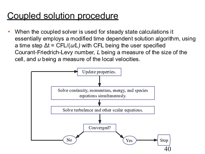 Coupled solution procedure When the coupled solver is used for